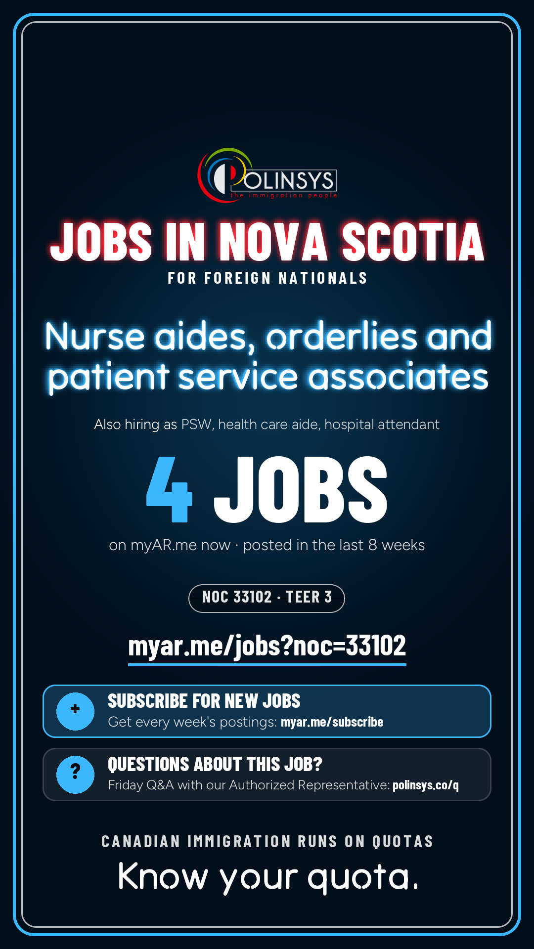Job card: Nurse aides, orderlies and patient service associates (NOC 33102) — 4 jobs on myAR.me